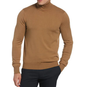 Perry Ellis Long Sleeve Knit Turtleneck Sweater, Men's Size L - Toasted Coconut